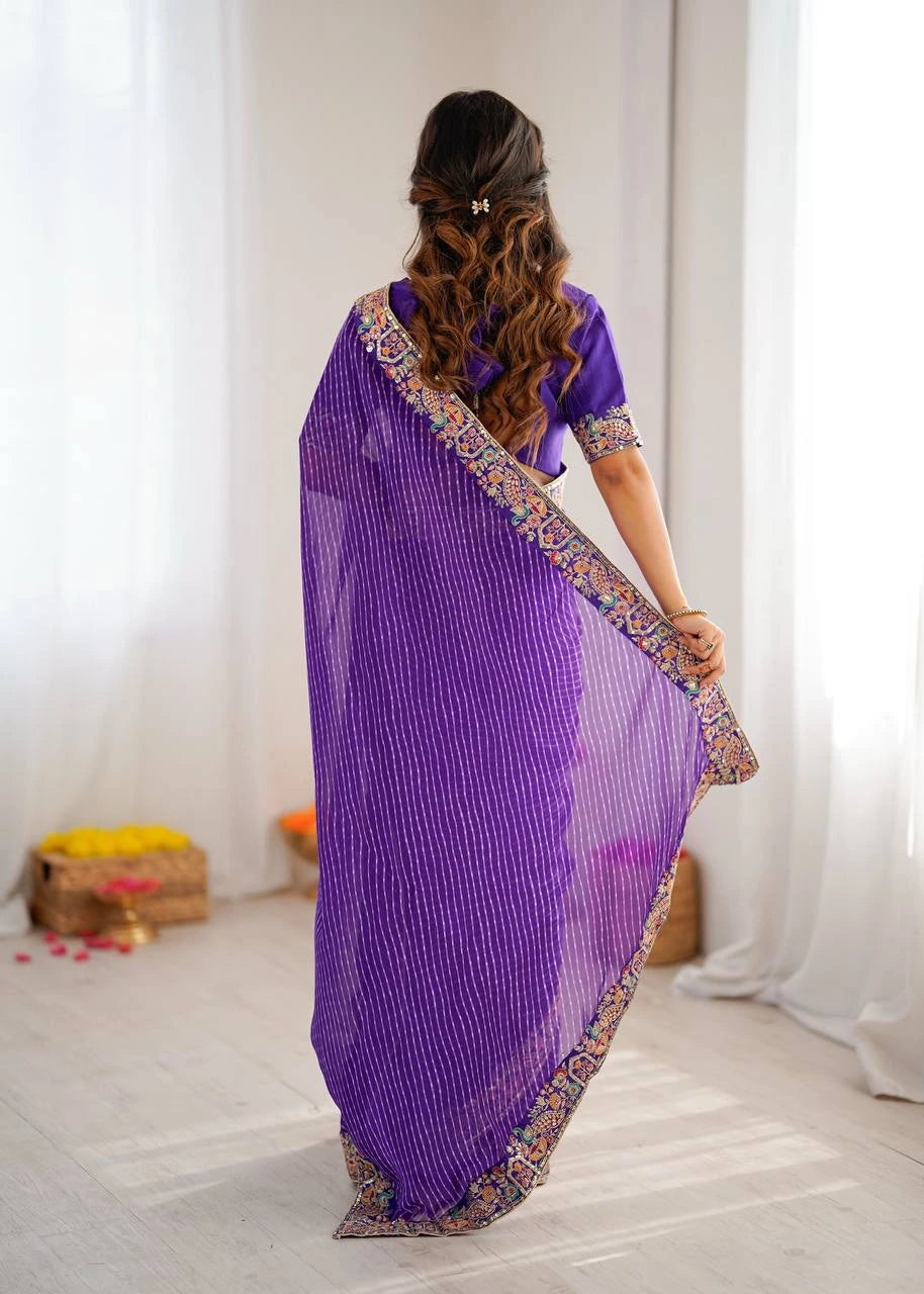 Soft Purple Faux Georgette Saree Kalyanja Fashion